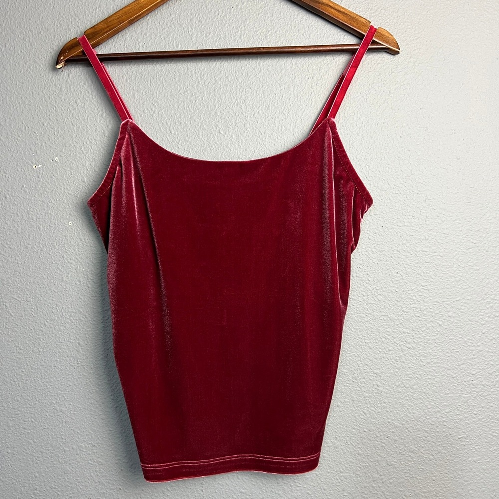 Boston Proper Velvet Cami Top Y2K Coquette Maroon Med Sleeveless‎ Casual Party
